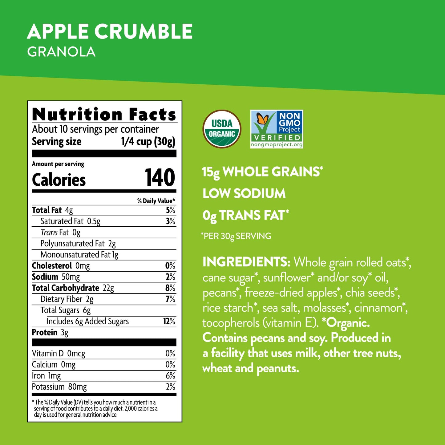 Love Crunch Organic Apple Chia Cspirit-inspired flavorble Granola, Non-GMO, 11.5 oz (Pack of 6)