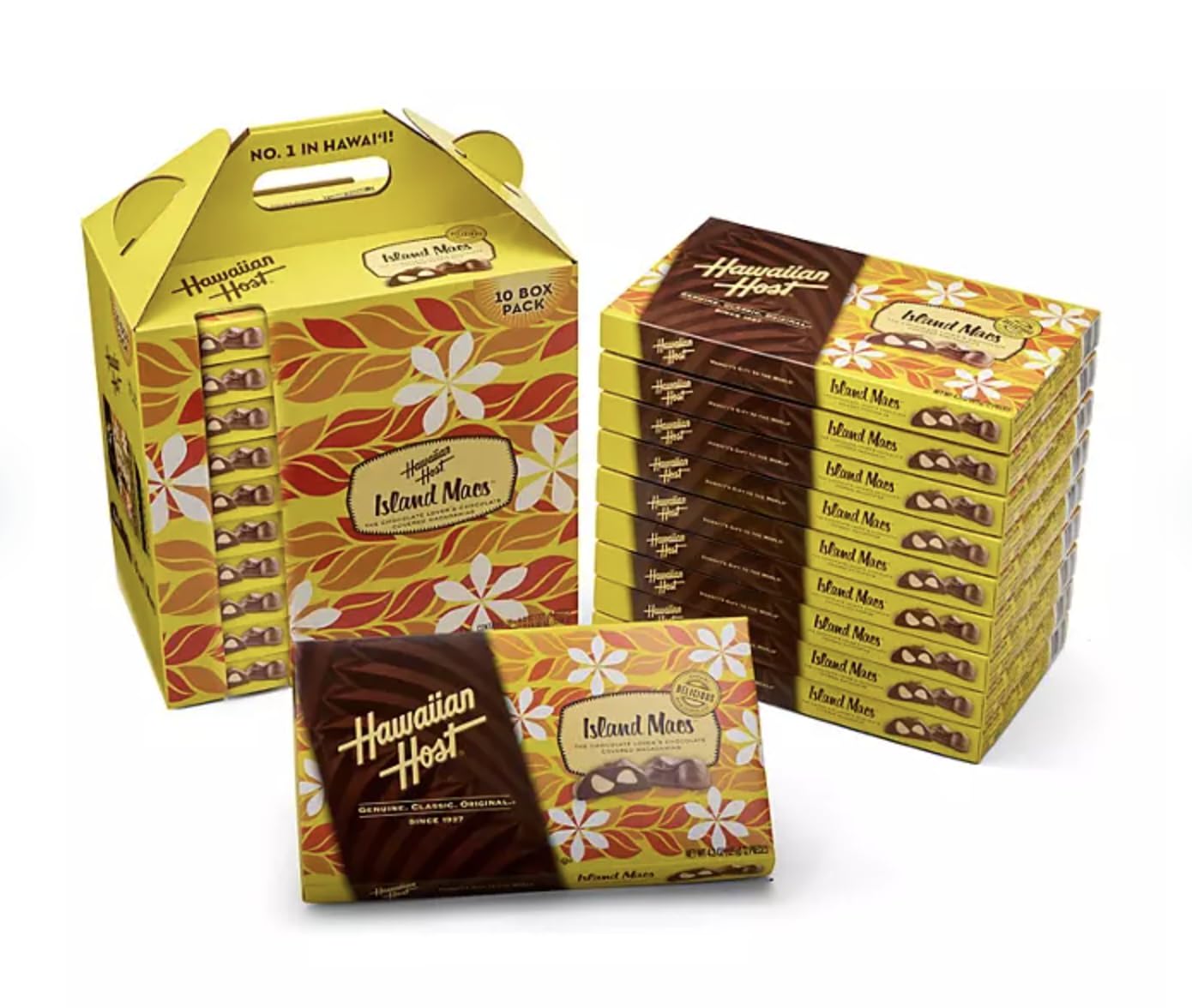 Hawaiian Host Island Macs Milk Chocolate Covered Macadamia Nuts, 5 oz Boxes, 12 Count