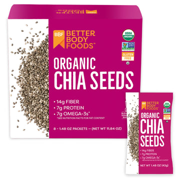 Betterbody Foods Organic Chia Seeds, 1.48 Oz Packets (Pack Of 24)