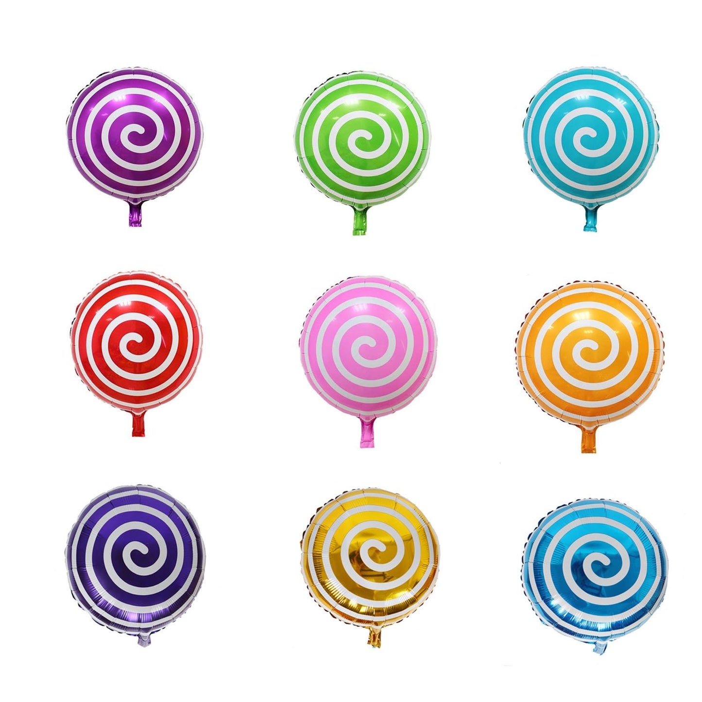 21 pcs Halovin 18 Sweet Candy Balloons - Colorful Round Lollipop Balloons for Birthday & Wedding Parties, Green, Orange, Pink, Purple, Red, Sky Blue
