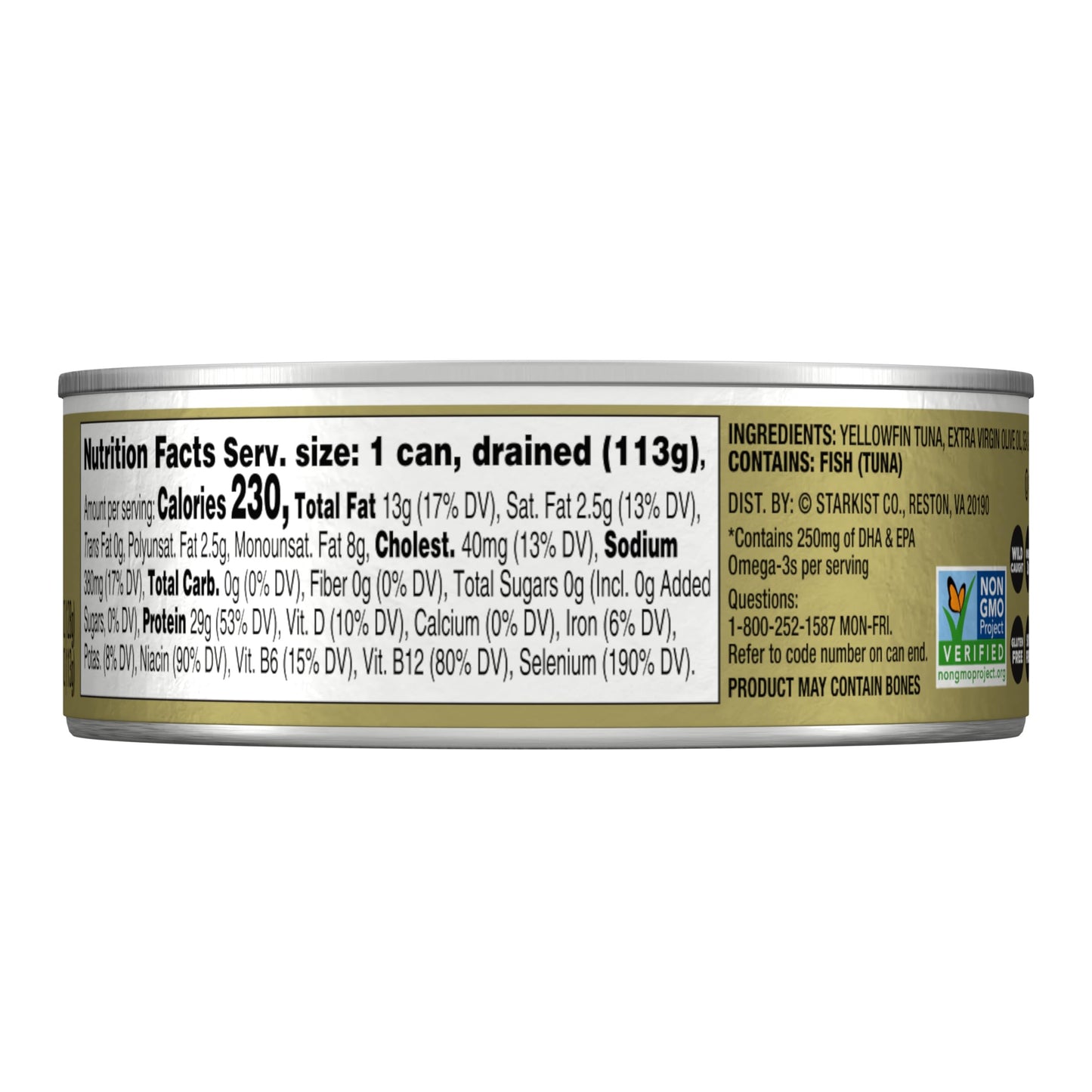 Starkist E.V.O.O. Solid Yellowfin Tuna In Extra Virgin Olive Oil - 4.5 Oz Can (Pack Of 4)