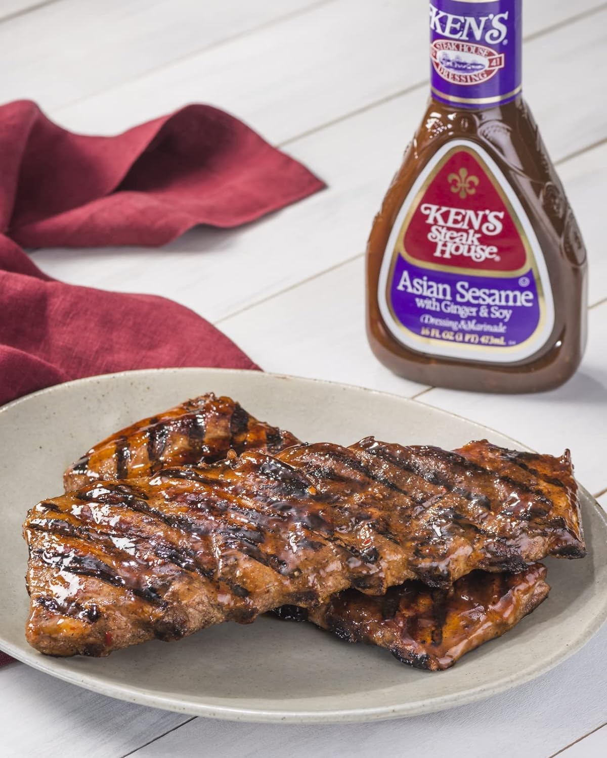 Ken'S Steak House Lite Asian Sesame With Ginger & Soy Dressing, 16 Oz (Pack Of 3)