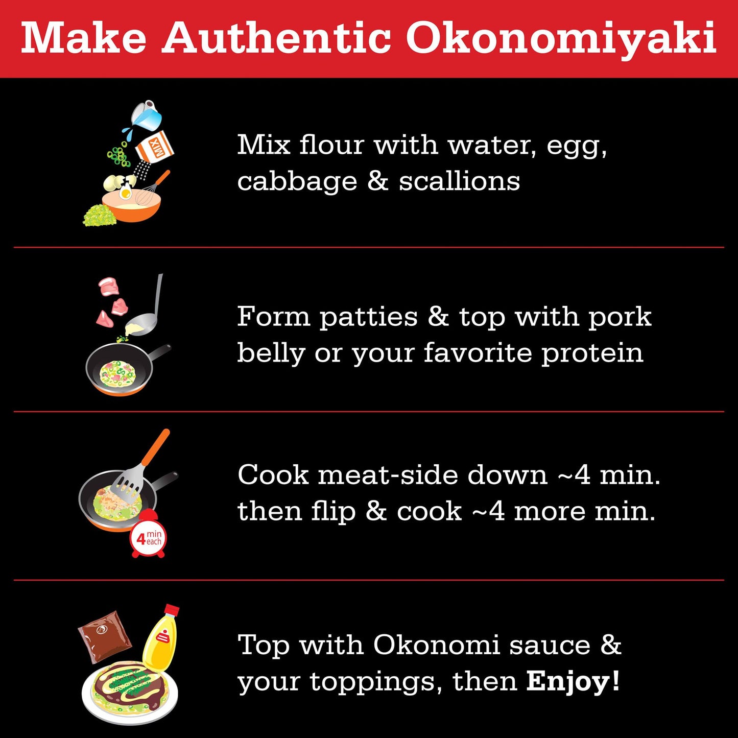 Otafuku Okonomiyaki Kit- Includes Flour and Sauce for Japanese Savory Pancakes (6 Kits)