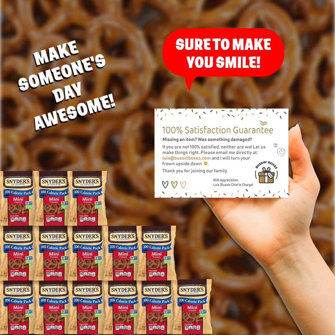 Bulk Mini Pretzels By Snyders, 100 Calorie Individual Packs, .9 Oz. By Bussin Boxes (0.9 Ounce, Pack Of 50)