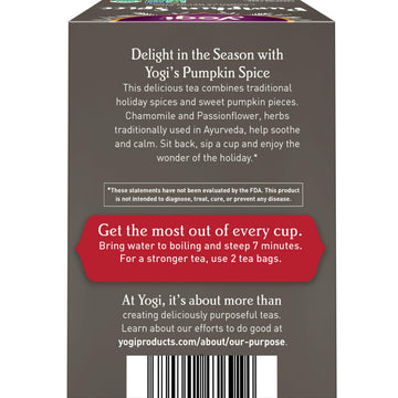 Yogi Tea Pumpkin Spice Tea - 16 Tea Bags per Pack (4 Packs) - Limited Edition Organic Pumpkin Spice Tea Bags - Perfect for the Holidays - Includes Cinnamon Bark Cardamom Pod Nutmeg Kernel & More
