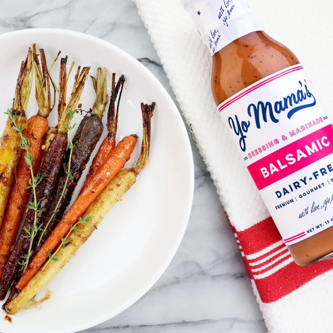 Yo Mama's Foods Gourmet Natural Balsamic Vinaigrette Dressing and Marinade - Pack of (1) - Low Carb, Low Sodium, and Gluten-Free