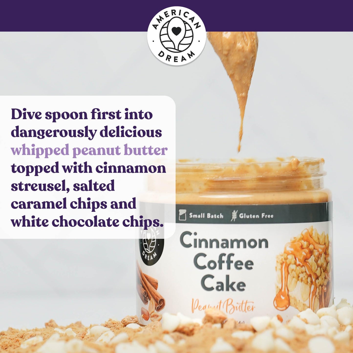 American Dream Nut Butter - Gluten-Free Cinnamon Coffee Cake Peanut Butter