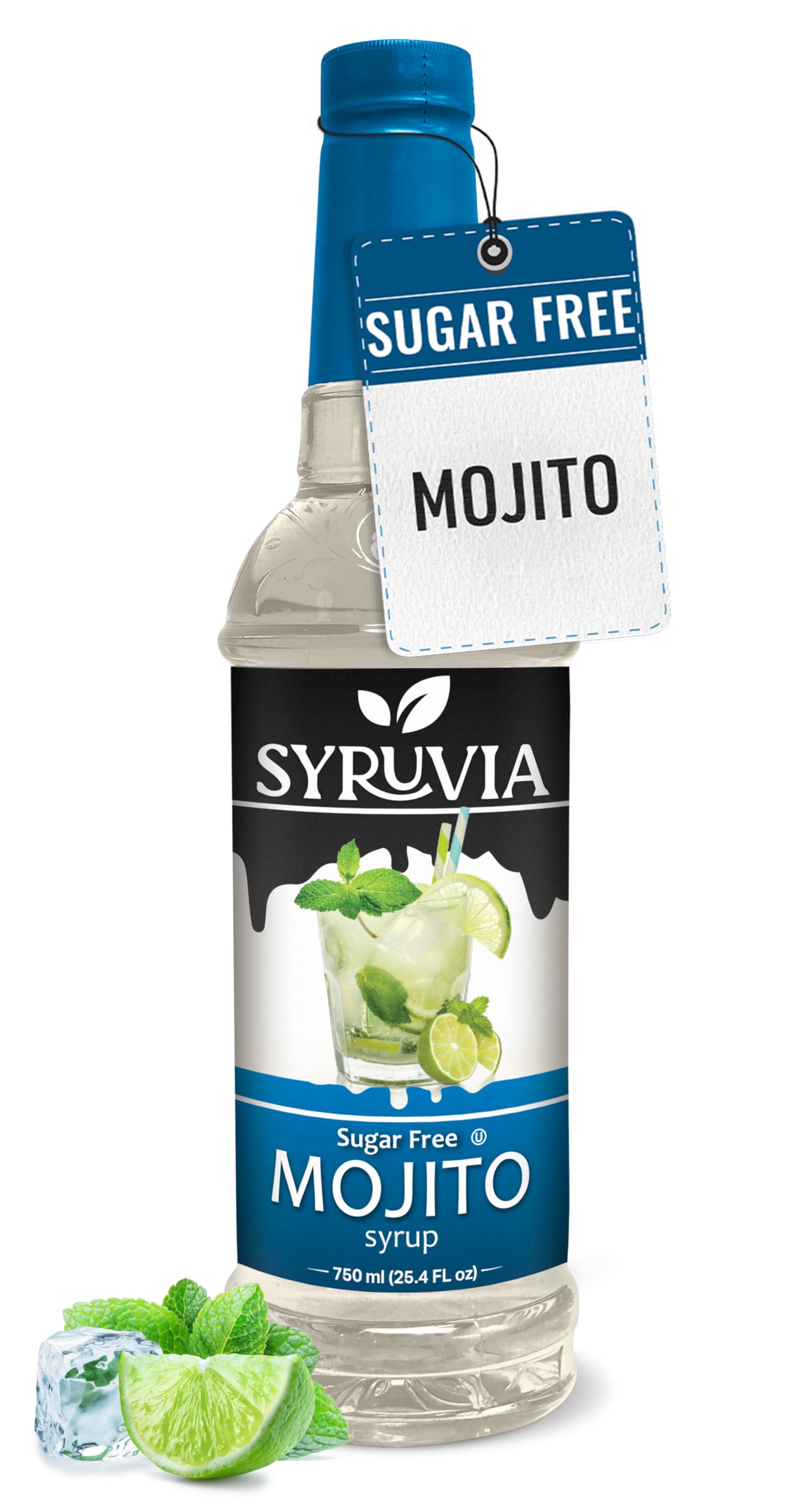 Syruvia Sugar-Free Mojito Syrup - 25.4 fl oz. Premium Flavoring Syrup. 0 Calories, Kosher, and Gluten-Free. Ideal for Tea, Itali