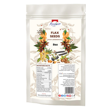 Organic 100% Natural Spices Flax Seeds Whole 8 Oz Or 226G | Non Gmo | Kosher | By Ramaroma | Unroasted Flax Seed | Plant Based |