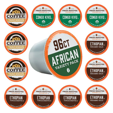 Fresh Roasted Coffee, African Variety Pack, K-Cup Compatible, 96 Pods
