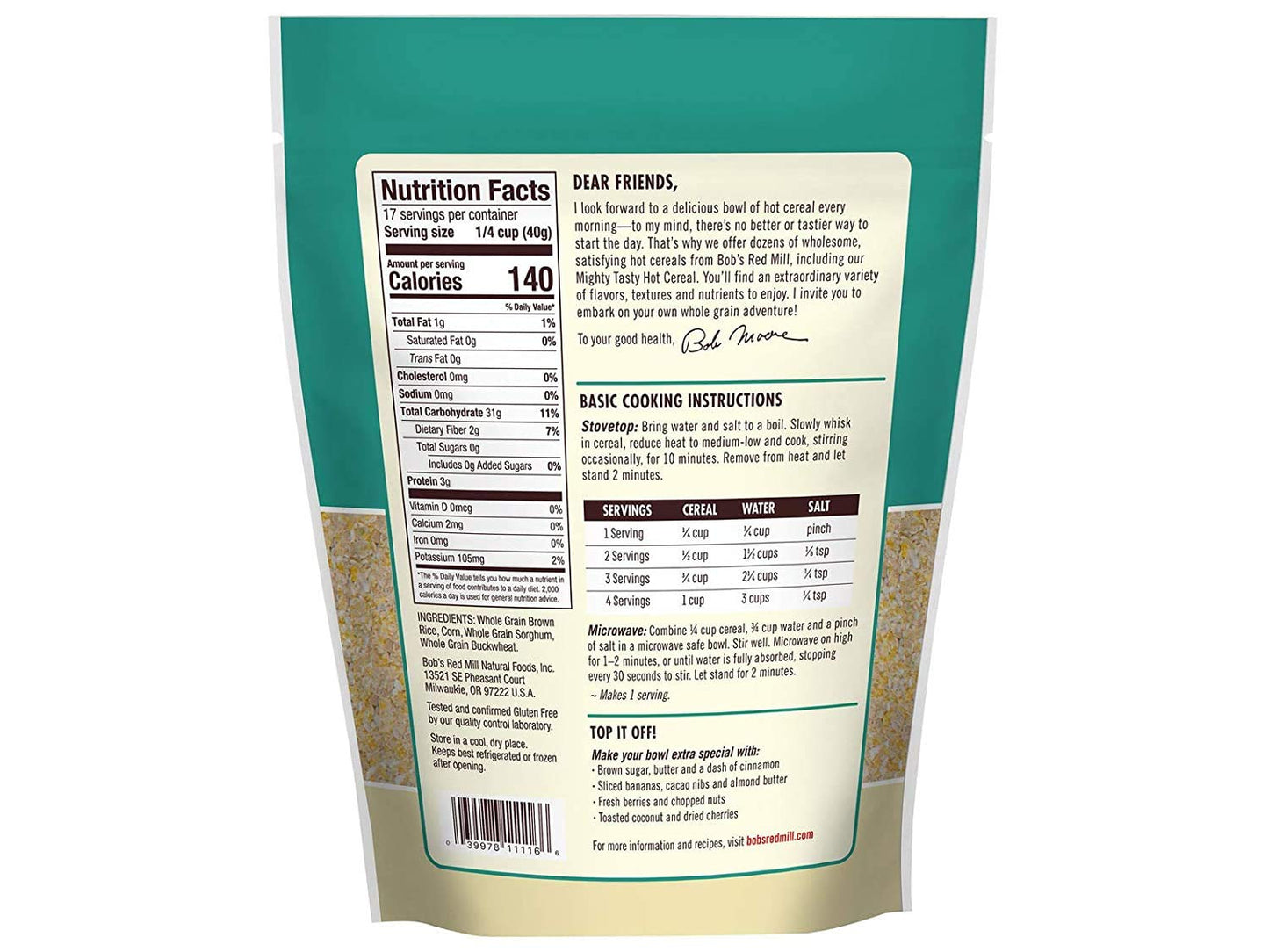 Bob'S Red Mill Cereal Hot Mighty Tasty, 24 Ounce, Pack Of 4