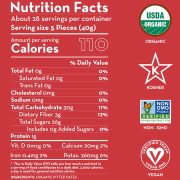 Sunny Fruit Organic Dried Pitted Deglet Nour Dates, 2.5 Pound Bulk Bag | Healthy, Sweet Snack | Organic, Non-Gmo, Vegan, Halal, Kosher, No Preservatives, No Sugar Added