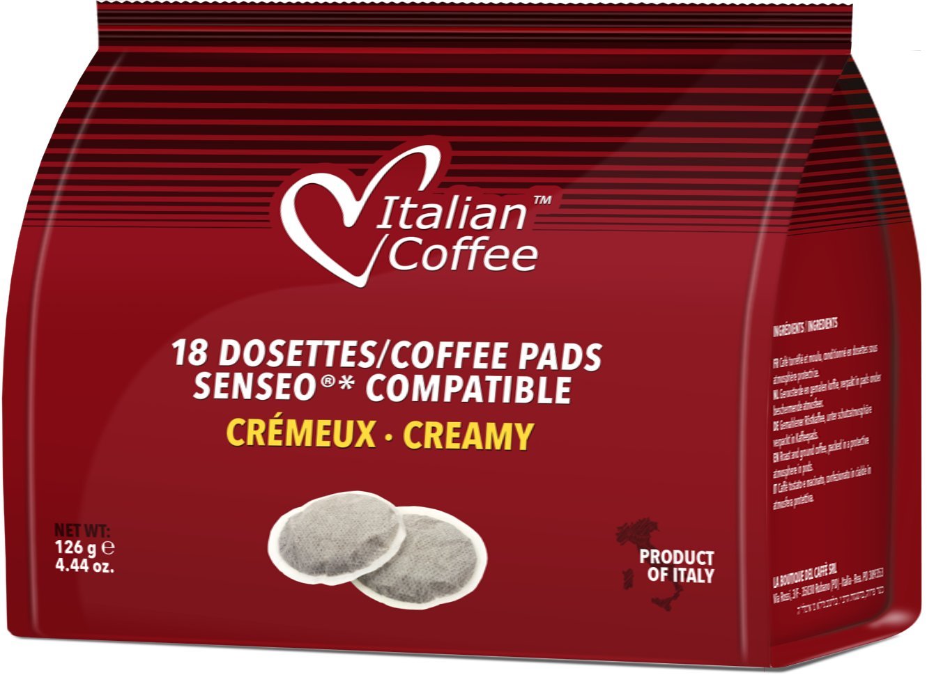 ITALIAN COFFEE FOR ESPRESSO LOVERS Coffee Pads Compatible with Senseo Machines, 54 Count, 3 Flavors Mix
