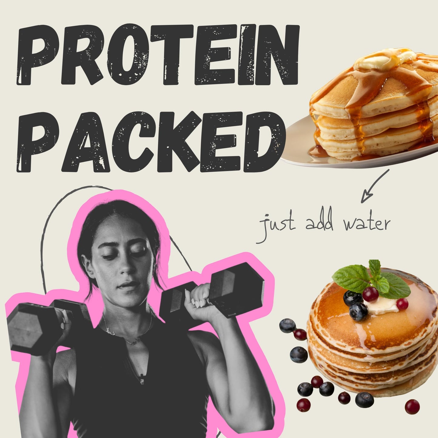 Bulkcakes Protein Pancake Mix (1Lb) - Super Fluffy & Just-Add-Water, 21G Protein, 230 Calories, Healthy Pancake & Waffle Mix, Bu