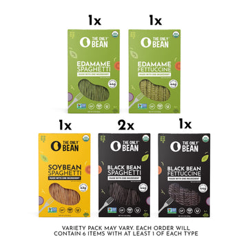 The Only Bean - Soy, Black Bean, And Edamame Spaghetti & Fettuccine - Gluten Free Pasta, Keto Low Carb Pasta Noodles, Protein Pa