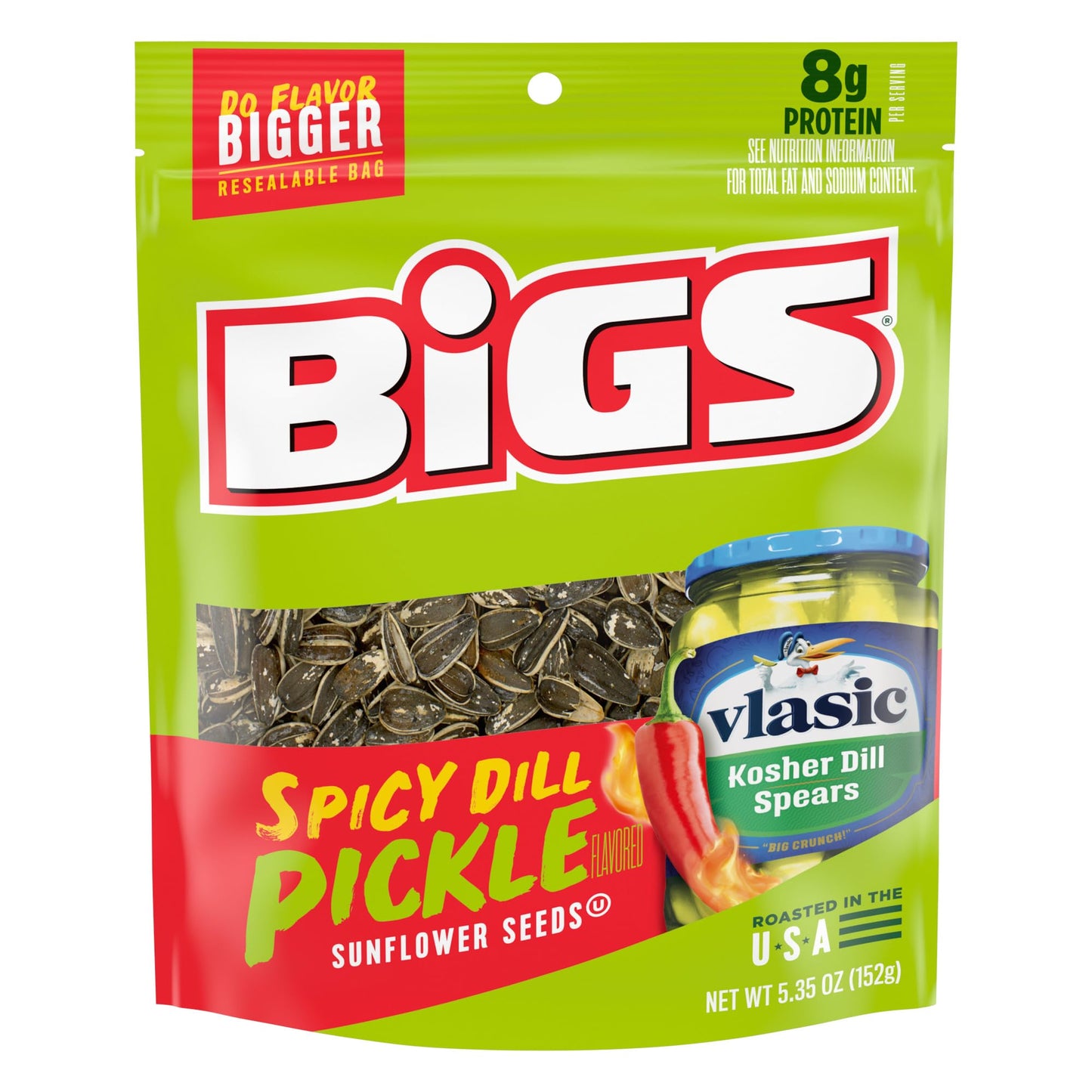 Bigs Vlasic Spicy Dill Pickle Flavored Sunflower Seeds 5.35 Oz. Bag
