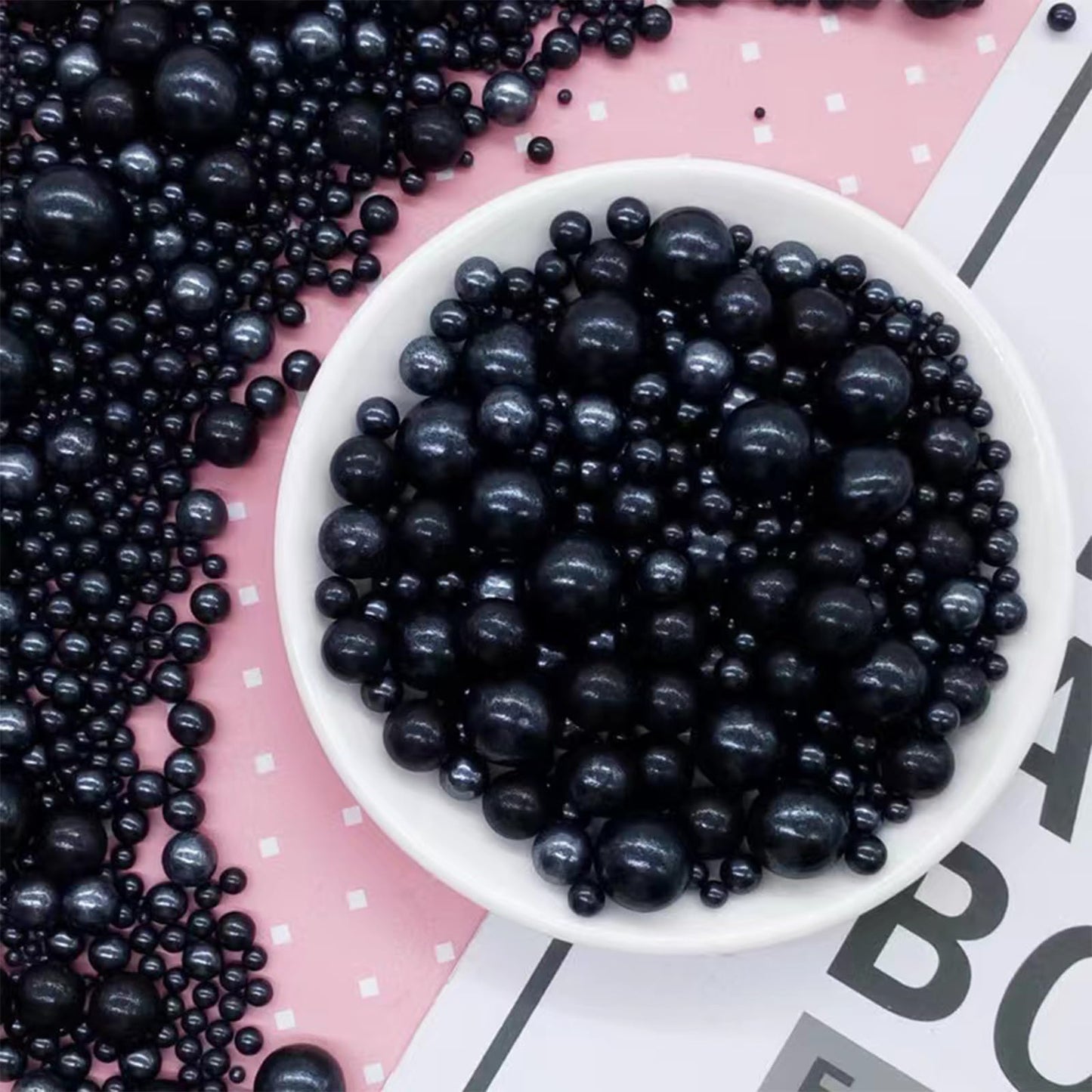 Sentovac Black Pearl Sprinkles Edible Sugar For Cake Decorating Fancy Sprinkles Cake Topper Cupcake Cookie Baking Decorations Halloween Christmas Valentine'S Day Wedding Supplies