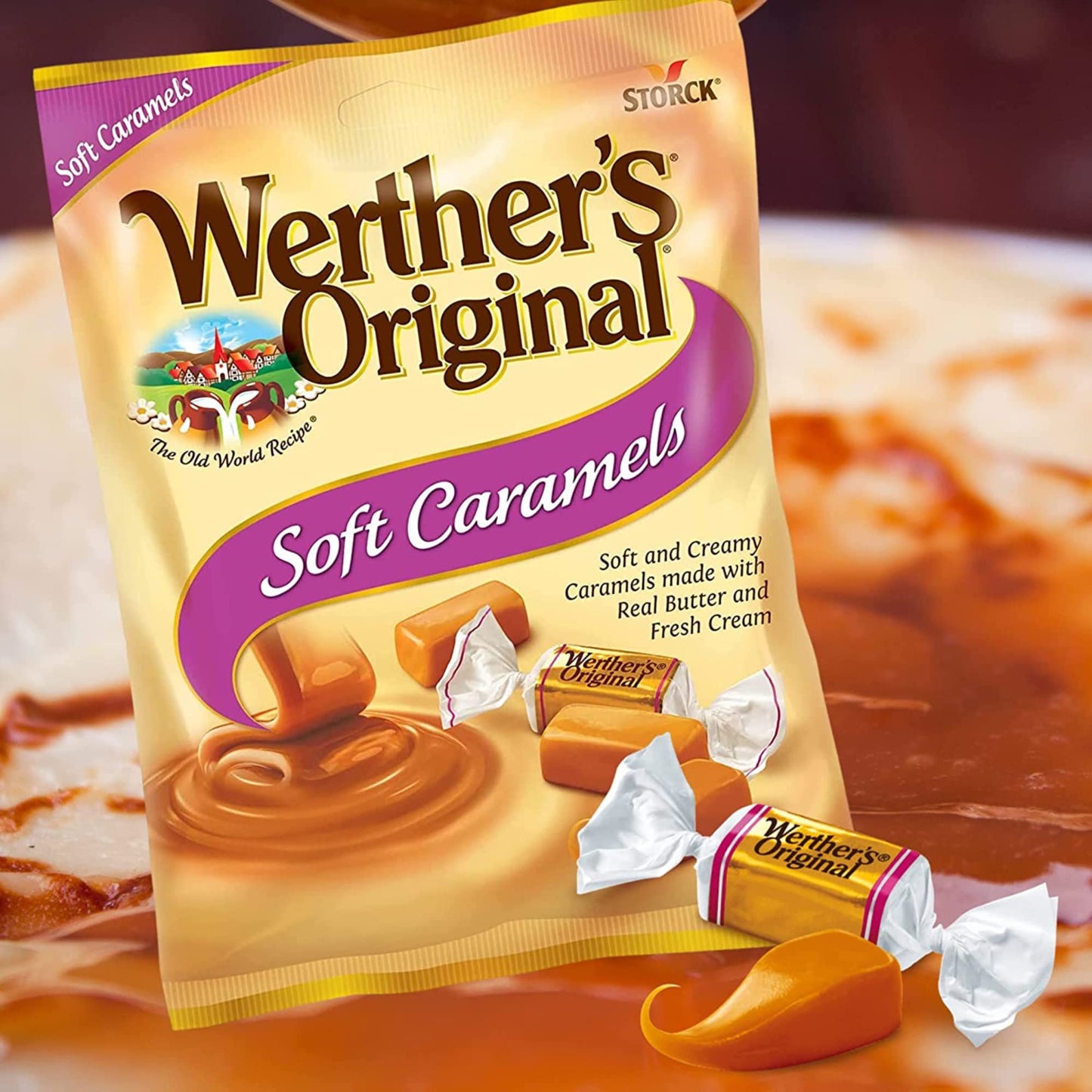 Needzo Wethers Original Caramel Candy Assortment, Individually Wrapped Hard, Soft and Creamy Filled Caramels, Shareable Bite Si