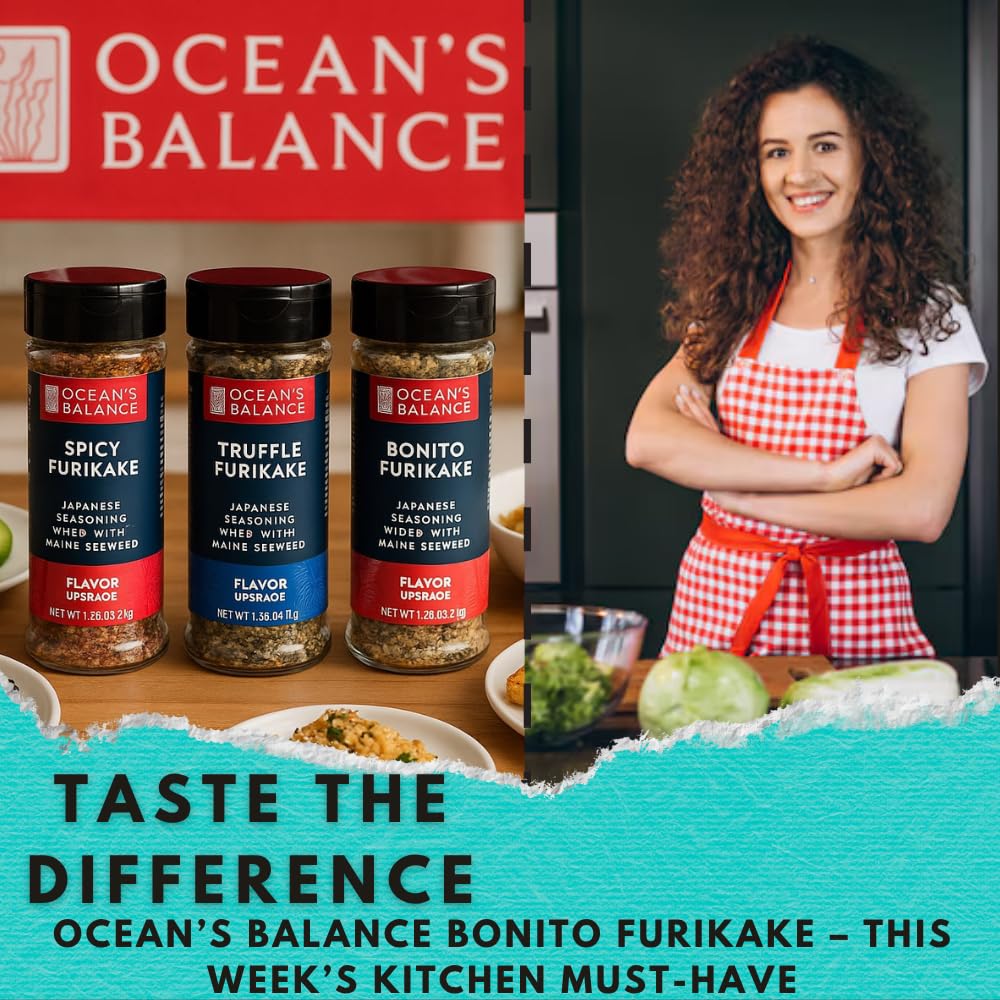 Oceans Balance Bonito Furikake Seasoning - Seaweed Seasoning with Bonito Flakes & Maine Coast Seaweed - Healthy Seaweed Salt Ble