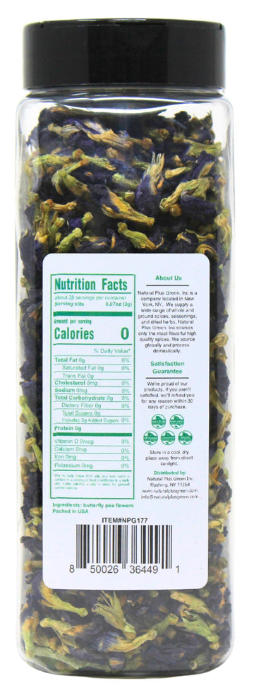NPG Blue Butterfly Pea Flower Tea, Whole Flower Buds, 2 Oz, Natural Non-GMO, Caffeine-Free, Approx. 875 Ct