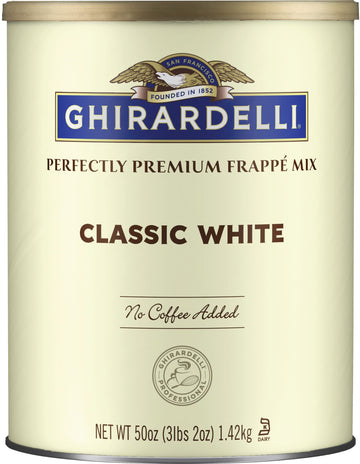 Ghirardelli Classic White Premium Frapp Mix, 3.12 Lb Can With Ghirardelli Stamped Barista Spoon
