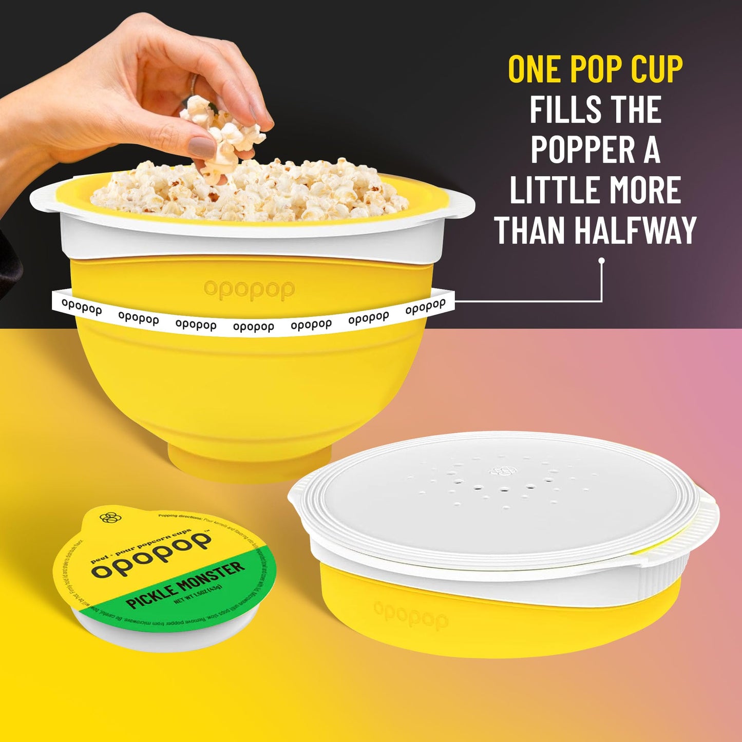 OPOPOP Microwave Popcorn - Pickle Monster Flavor, Non-GMO, Gluten Free, 1.5 Ounce (Pack of 6)