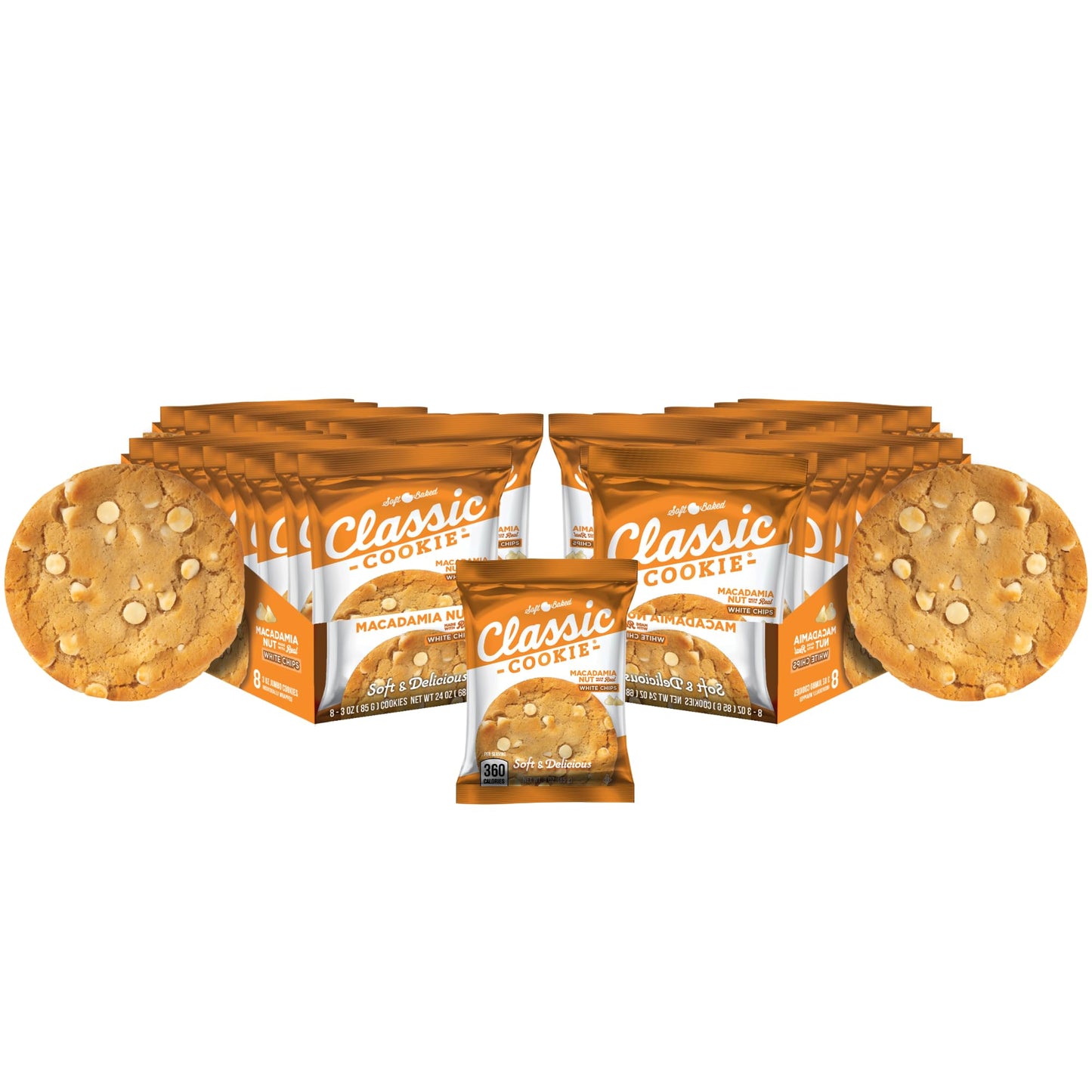 Classic Cookie Soft Baked Macadamia Nut Cookies Made With White Chocolate Chips 4 Boxes 32 Individually Wrapped Cookies