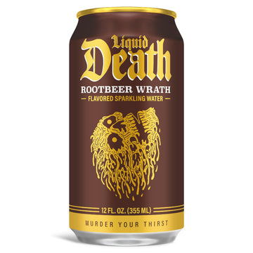 Liquid Death Rootmalt-inspired Wrath Sparkling Water, Low Sugar, 12oz Cans, 12-Pack