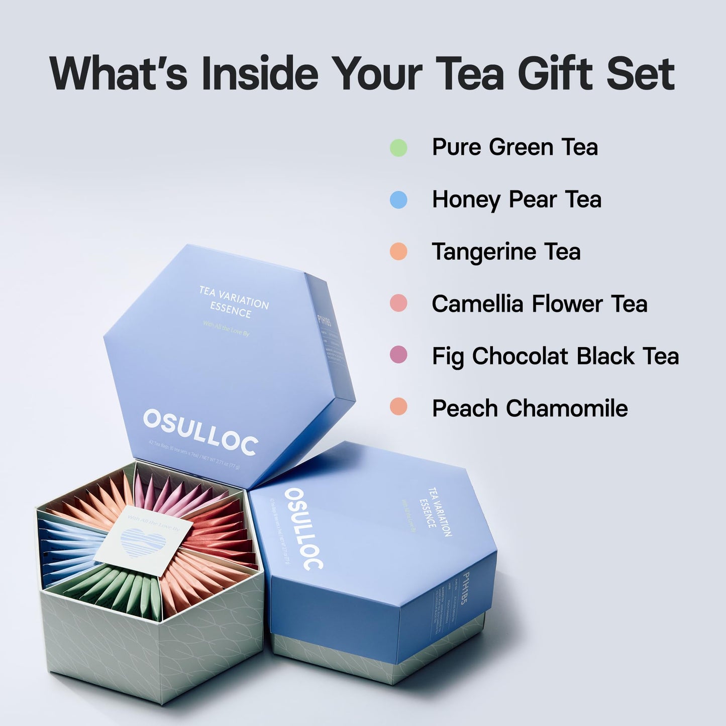 Osulloc Tea Variation Essence (42 Count, 6 Types X 7 Ea), Mother'S Day Tea Gift Set, Special Thank You Card Attached