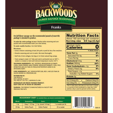 LEM Backwoods Cured Sausage Seasoning with Cure Packet, Franks