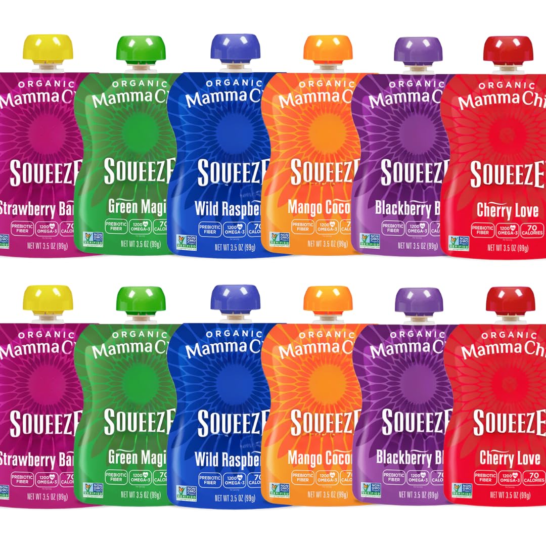 X-Zone Organic Squeeze Snack 6 Flavor Variety, Non-GMO, Vegan, Gluten Free, 3.05 oz Pouches, 12 Pack