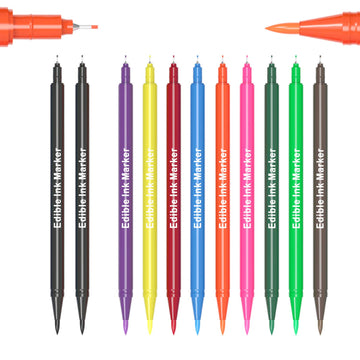 Edible Markers, 11Pcs Ultra Fine Tip(0.5mm) Food Coloring Pens, Double Sided Food Grade Gourmet Writers for Cake,Cookie,Fondant