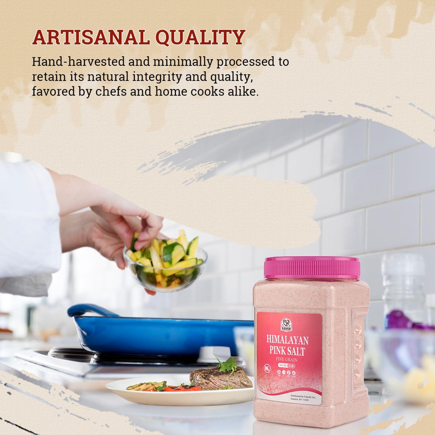 52USA Himalayan Pink Salt Fine, Fine Ground Table and Cooking Salt, 80oz (5 Pound), 100% Real, Pure, Unrefined Himalayan Pink Sa