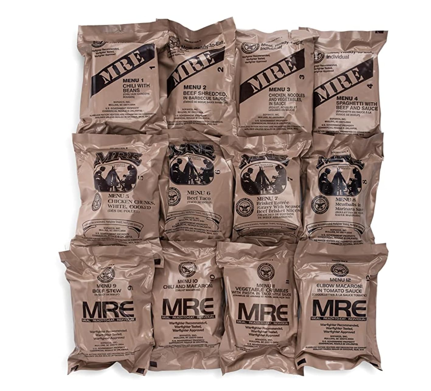 Wornick Mre Meals Ready To Eat, Emergency Food Supply, Survival Camping Outdoor 12 Pack Inspection 2025, 2026 Or Better (1 Meal (Random), 1, Count)