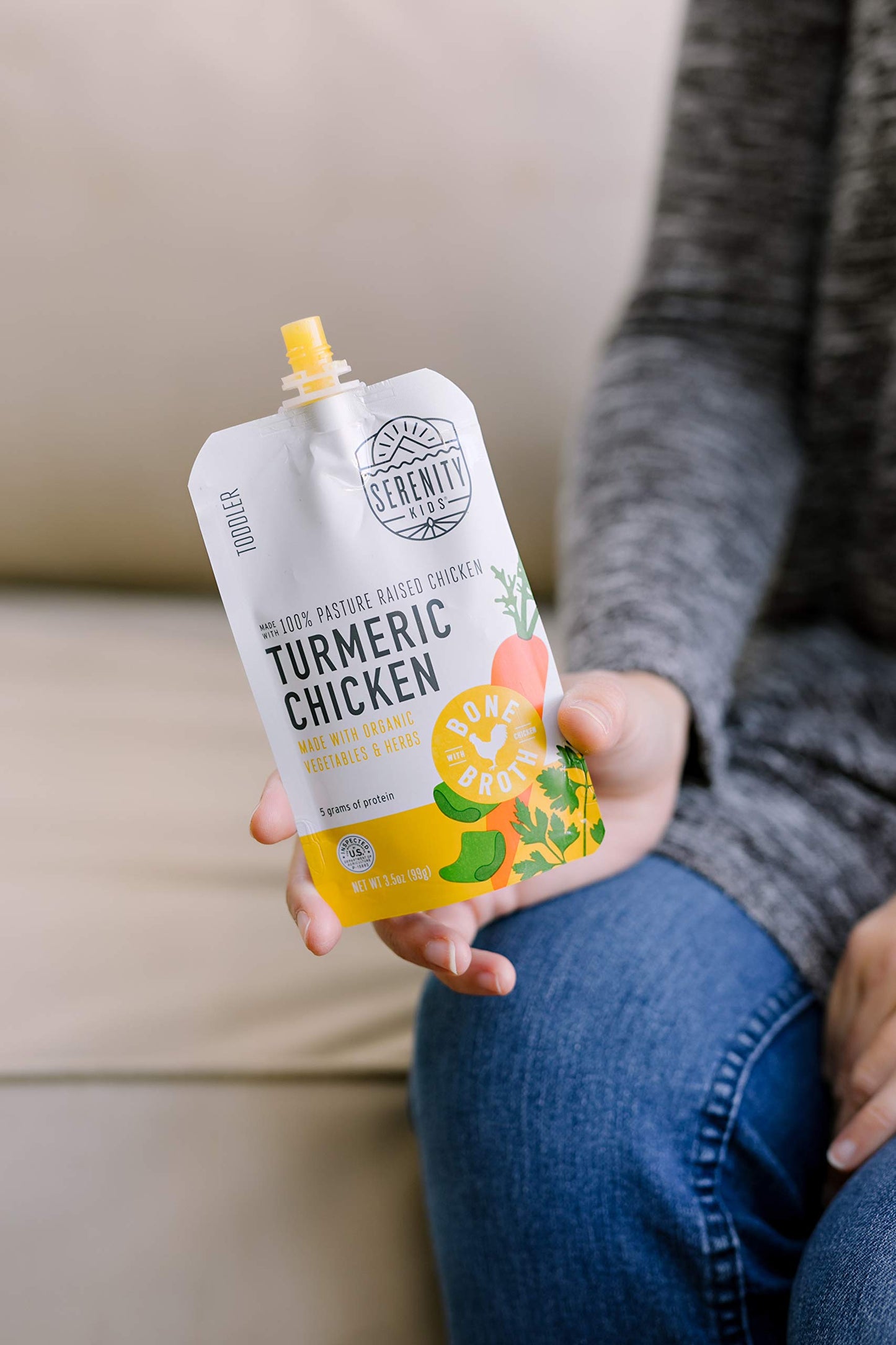 Serenity Kids Bone Broth Puree Made With Organic Veggies - Clean Label Project Purity Awarded Certified Organic Baby Food Pouche