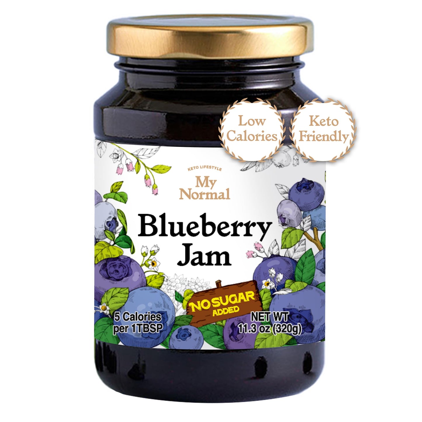 My Normal Low Calorie Blueberry Jam - Diabetic-Friendly, Canadian Blueberry 55% Fruit Jelly with Allulose, Keto & Zero Sugar Jam