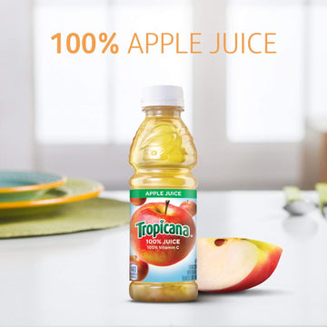 Tropicana 100% Juice, Apple Juice, 15.2 fl oz (Pack of 12) - Real Fruit Juices, Vitamin C Rich, No Added Sugars, No Artificial F