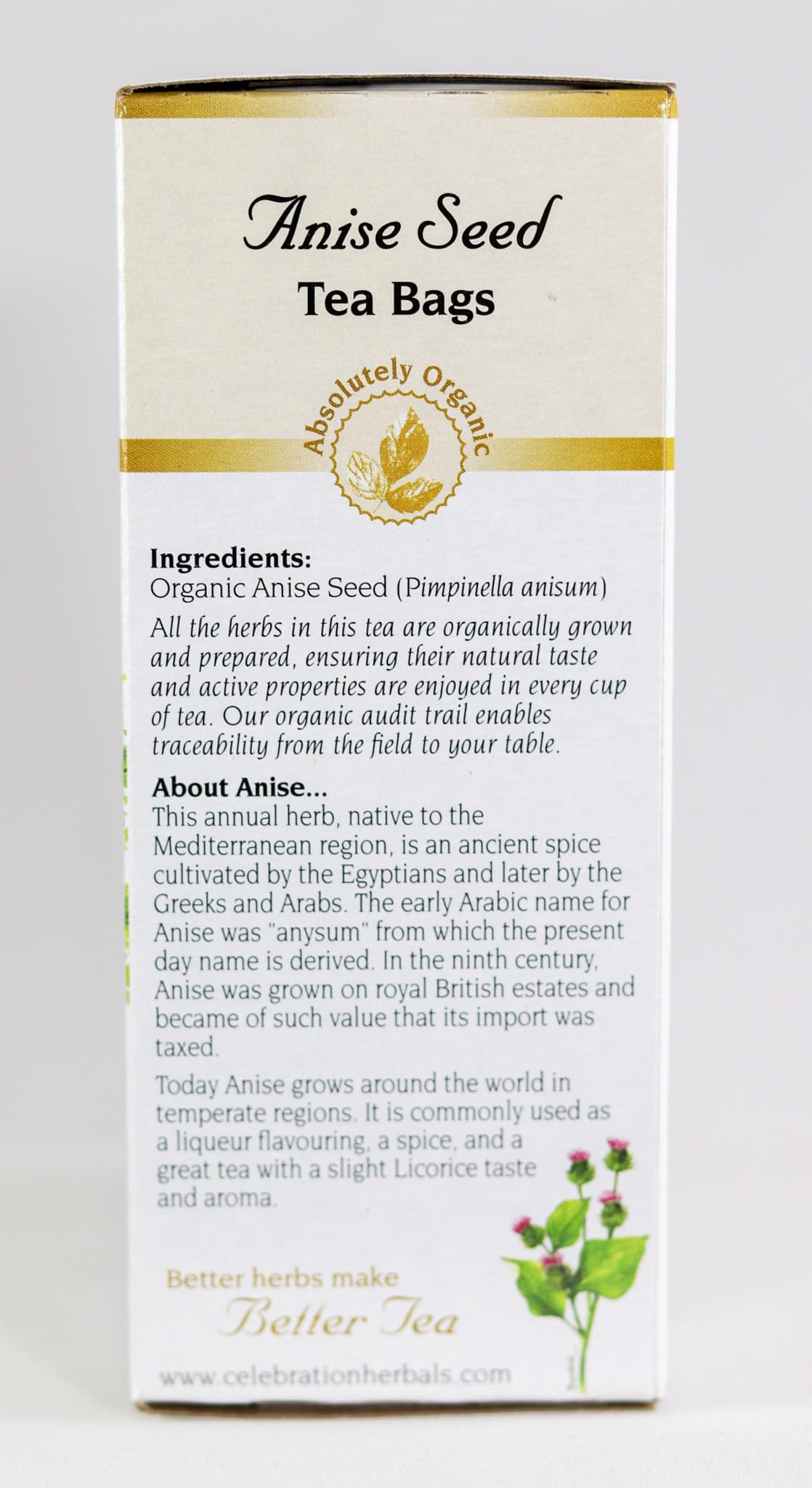 Celebration Herbals Organic Anise Seed Tea, Caffeine Free, 24 Herbal Bags, Brown, Model T103