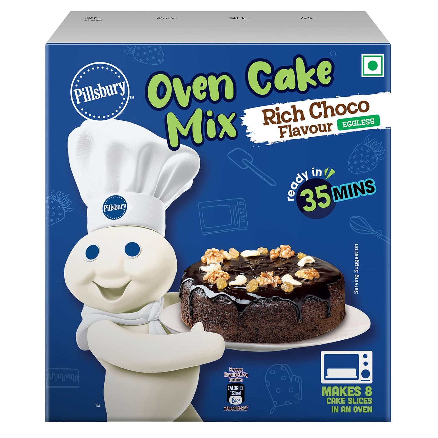 Pillsbury Oven Cake Mix, Rich Choco (Egg Free) Bag, - Chocolate, 270 Gm