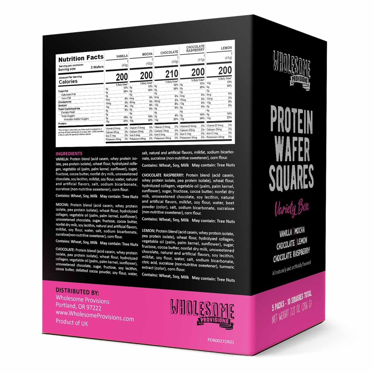 Wholesome Provisions Protein Wafer Squares Variety Pack, 15g Protein, 10 Squares, Light & Crispy, Includes Vanilla, Mocha, Chocolate, Lemon, Raspberry