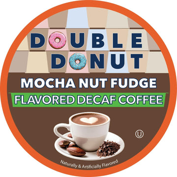 Double Donut Coffee Medium Roast Decaf Coffee Pods, Mocha Nut Fudge Flavored, For Keurig K-Cup Machines, 20 Single-Serve Capsules Per Box
