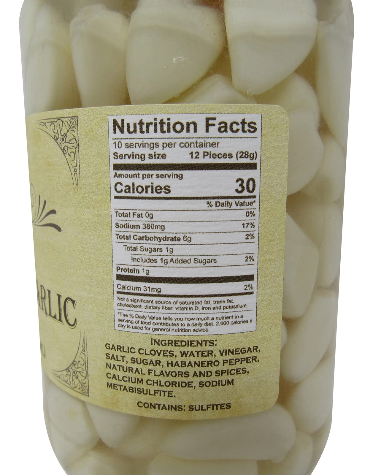 Buc-ee's Pickled Habanero Garlic, Gluten Free, 16 Fl Oz Resealable Jar