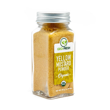 Geo-Fresh Organic Yellow Mustard Ground 1.76 Oz (50G), Tangy In Flavour | Dips, Dressings & Marinades | Non-Gmo, Kosher, 100% Or