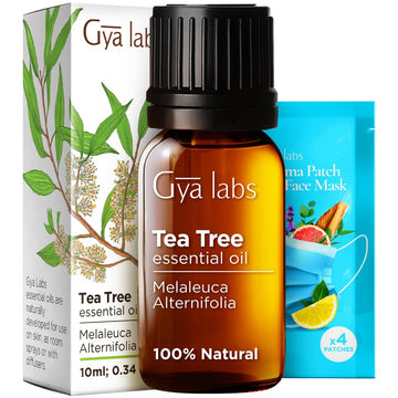 Gya Labs Pure Australian Tea Tree Oil For Skin, Hair, Face & Toenails (0.34 Fl Oz) - 100% Therapeutic Natural Melaleuca Tea Tree