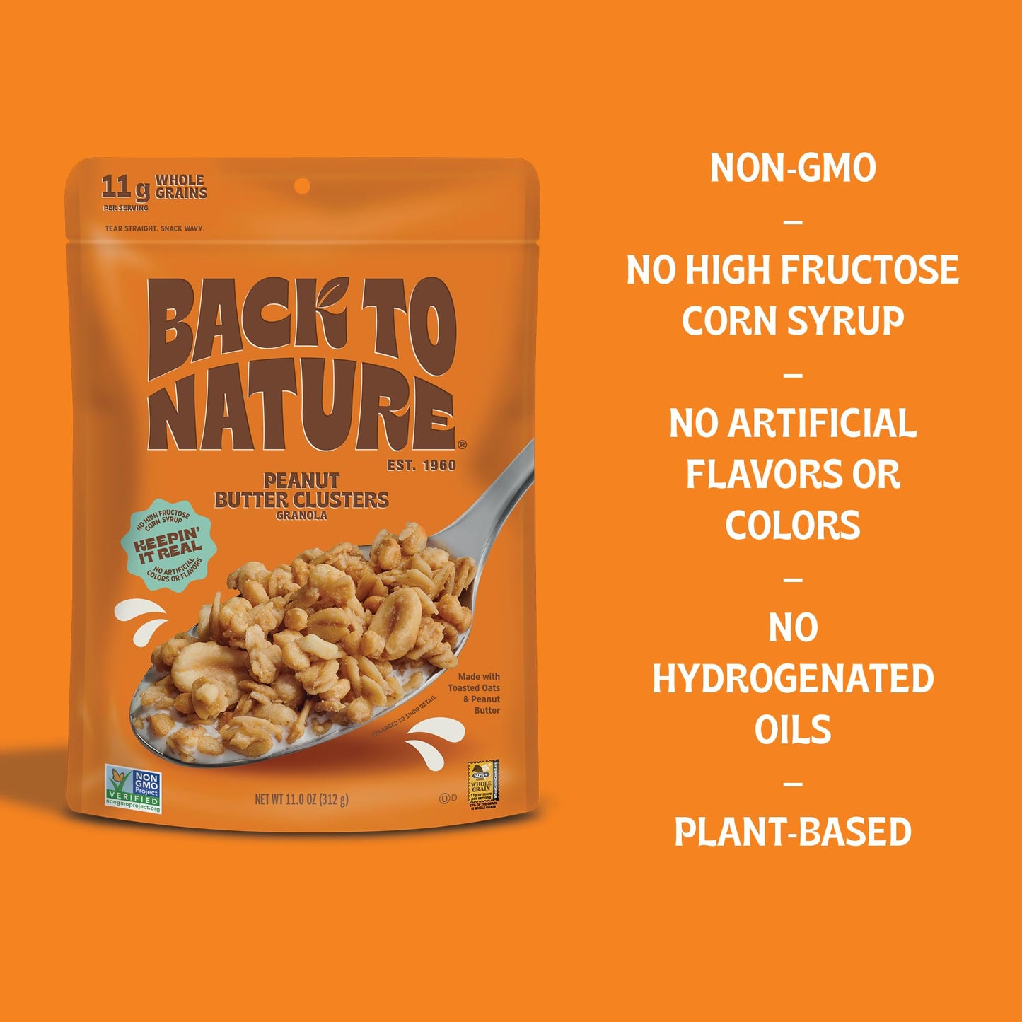 Back To Nature Granola Clusters, Non-Gmo Peanut Butter, 11 Ounce