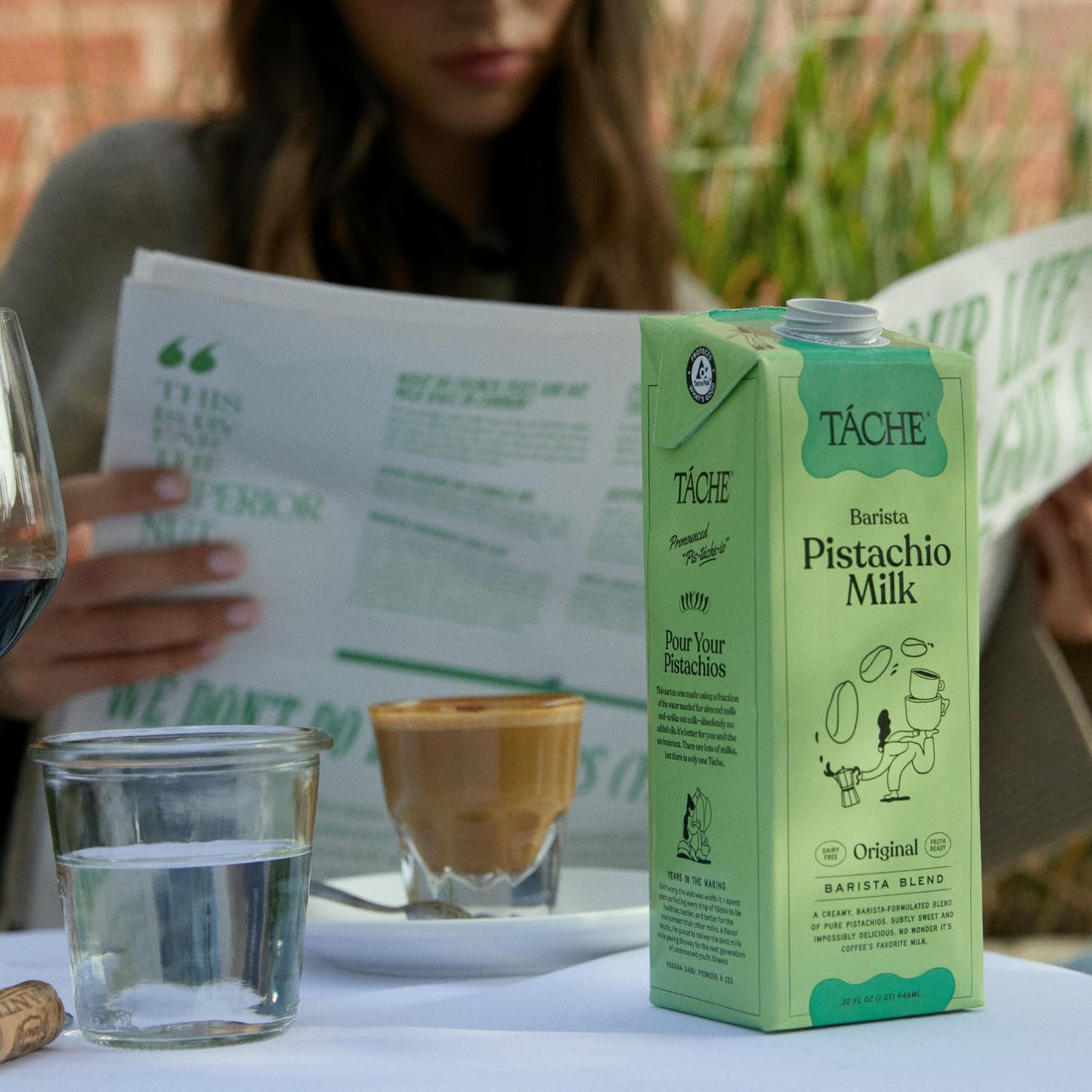 T che Pistachio Milk - Plant Based Nut Milk & Pistachio Creamer - Rich, Smooth, Barista Blend, Lightly Sweetened, Non Dairy Cre