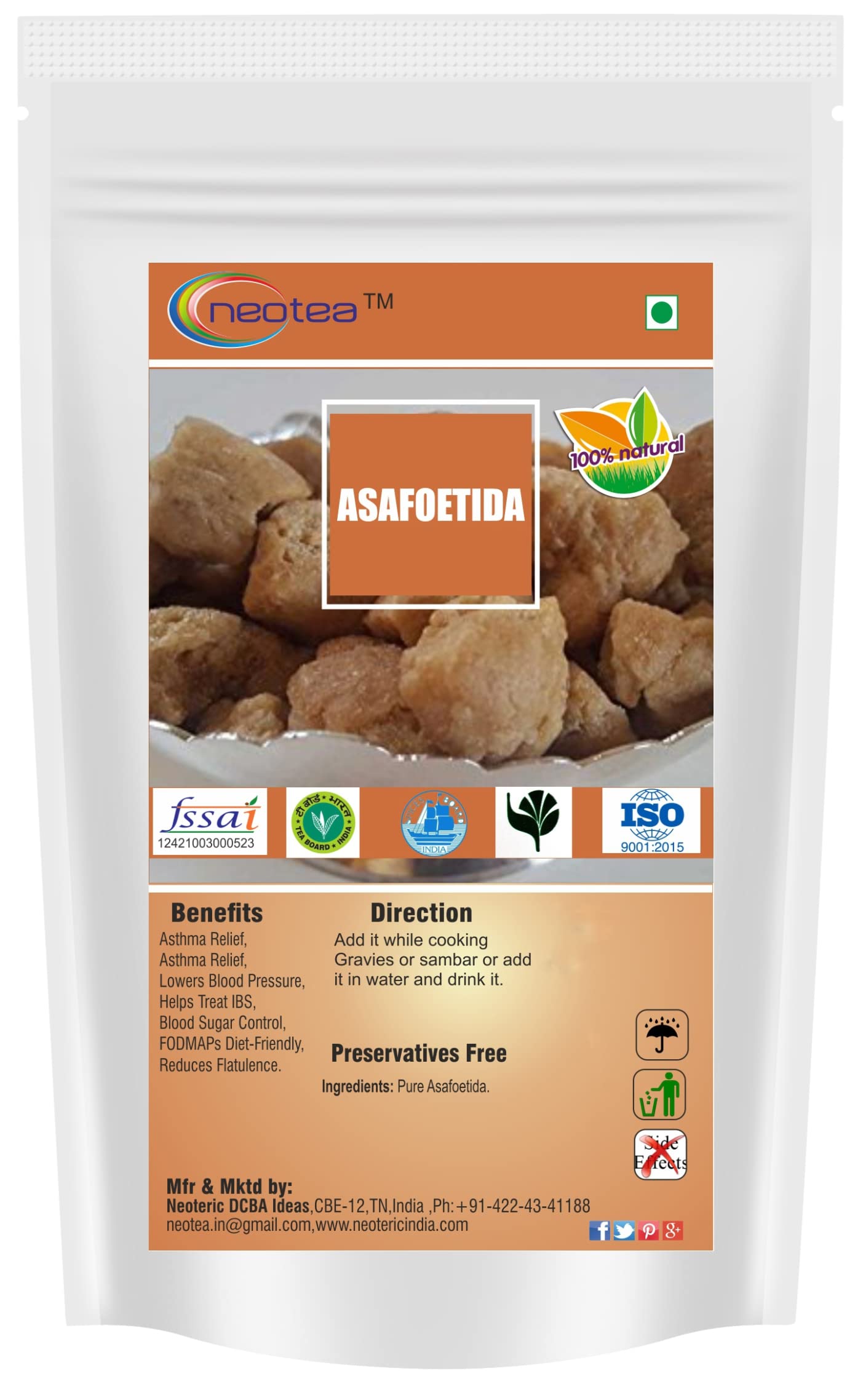 Neotea Flax Asafoetida Hing, 100G