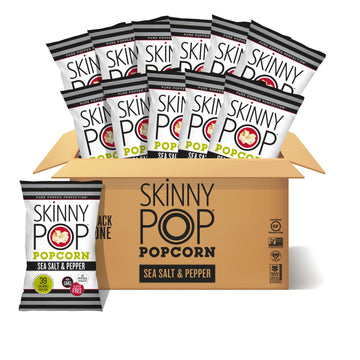 SkinnyPop Popcorn, Sea Salt & Pepper, Whole Grain, Dairy-Free Snack, 4.4oz Bags (12ct)