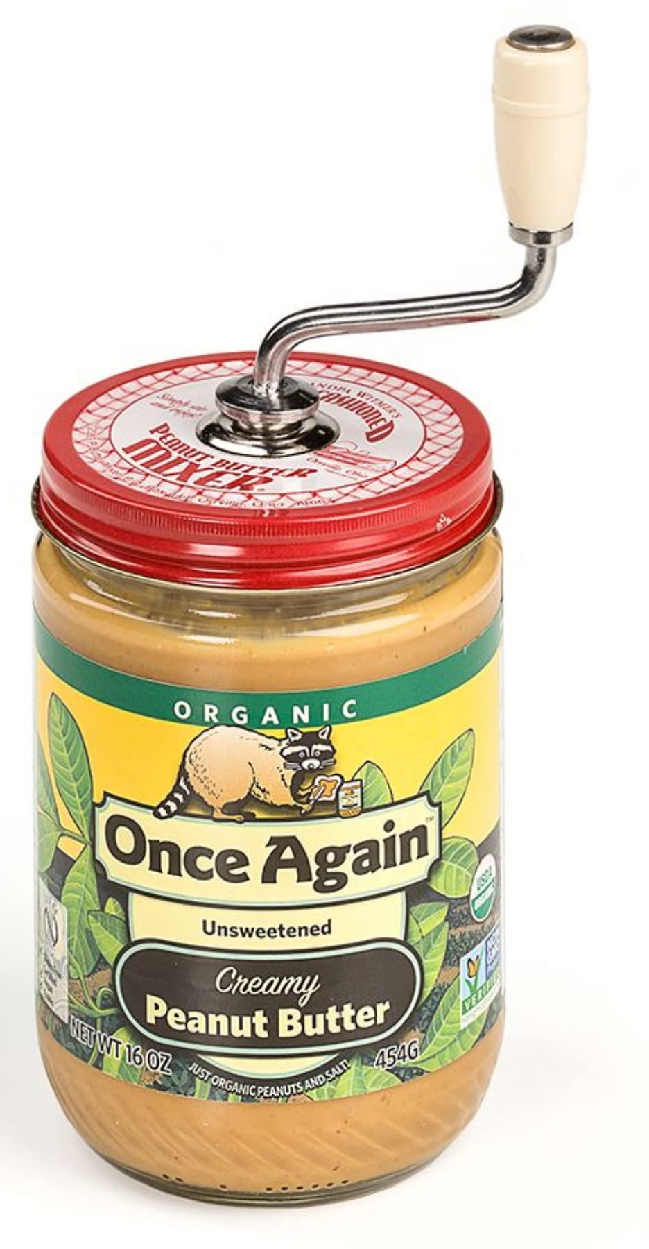 Grandpa Witmers Old Fashioned Mess-Free Nut Butter And Natural Peanut Butter Mixer, Made In America, Bpa Free, Fits 16-Ounce Jar