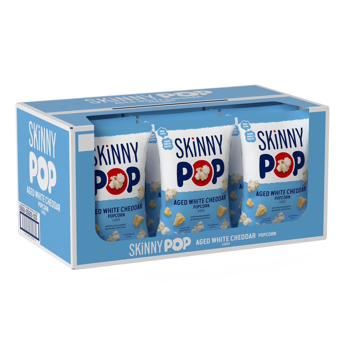 SkinnyPop Popcorn, Aged White Cheddar, Made with Real Cheese, Whole Grain Snack, 4.4oz Bags (12ct)
